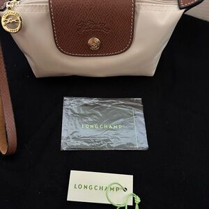 Longchamp Women's Cream and Brown Wristlet